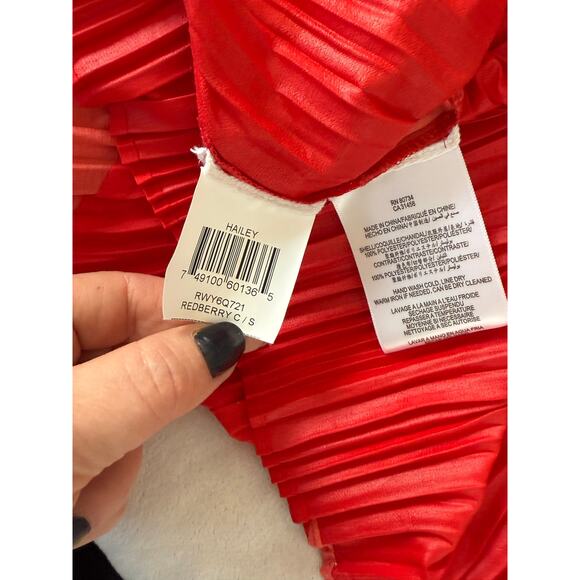 BCBG MaxAzria Hailey Dress Women's Small Color Block Pleated Redberry - Picture 4 of 5